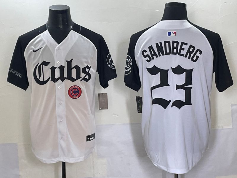 Men 2025 Chicago Cubs #23 Sandberg White black Five generations Joint Name Nike MLB Jersey style 62313